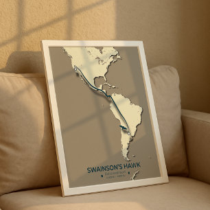 Swainsons "Hawk Migration Map" - Minimalistisch Vi Poster