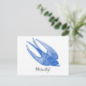 Swallow Bird Blue Postkarte (Stehend Vorderseite)