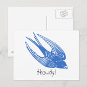 Swallow Bird Blue Postkarte (Vorne/Hinten)