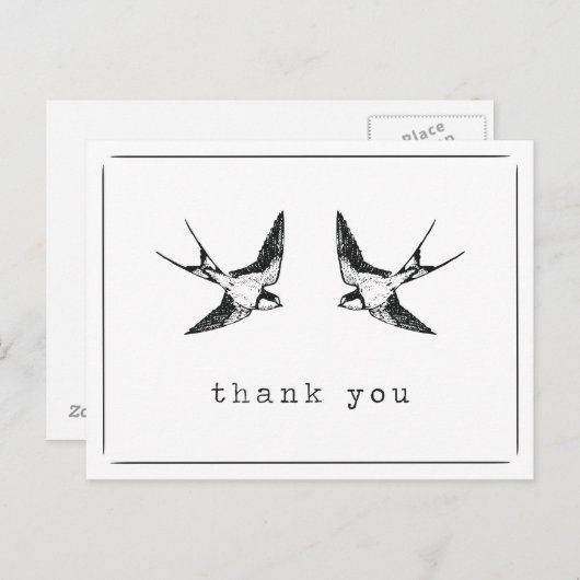 Swallow Bird Vielen Dank Postcard Postkarte (Vorne/Hinten)