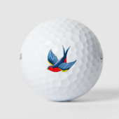 Swallow Blue Red Tattoo Golfball (Vorderseite)