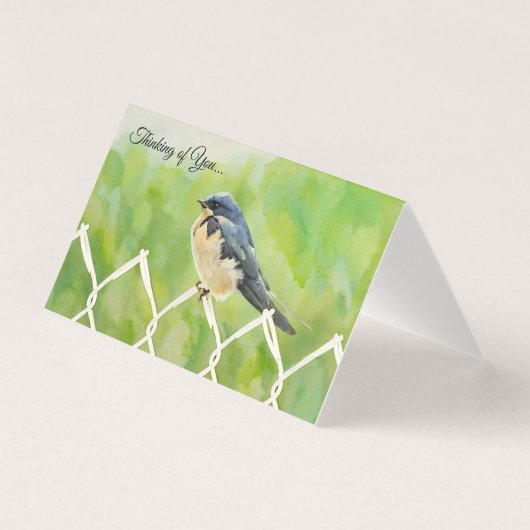 Swallow on a Fence - Thinking of You Card (Vorderseite)