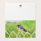 Swallow on a Fence - Thinking of You Card (Außenseite Aufgefaltet)