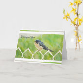 Swallow on a Fence - Thinking of You Card Karte (Gelbe Blume)