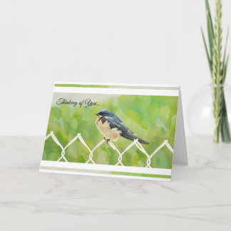 Swallow on a Fence - Thinking of You Card Karte
