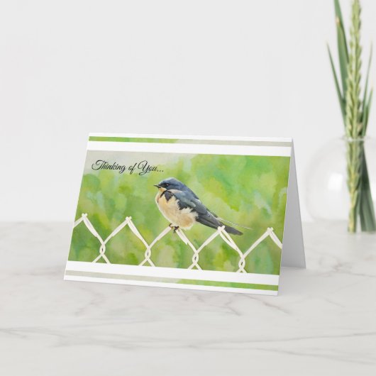 Swallow on a Fence - Thinking of You Card Karte (Vorderseite)