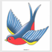 Swallow Red Blue Tattoo Aufkleber (Blatt)