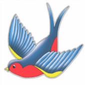 Swallow Red Blue Tattoo Aufkleber (Vorderseite)