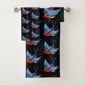 Swallow Red Blue Tattoo Badhandtuch Set (Insitu)
