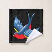 Swallow Red Blue Tattoo Badhandtuch Set (Waschlappen)