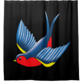 Swallow Red Blue Tattoo Duschvorhang (Vorderseite)