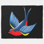 Swallow Red Blue Tattoo Fleecedecke (Vorderseite (Horizontal))