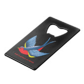 Swallow Red Blue Tattoo Geldbeutel Flaschenöffner (Vorderseite Schrägansicht)
