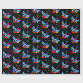 Swallow Red Blue Tattoo Geschenkpapier (Flach)