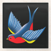 Swallow Red Blue Tattoo Glasuntersetzer (Vorderseite)