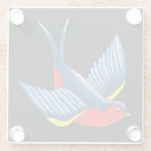 Swallow Red Blue Tattoo Glasuntersetzer (Rückseite)