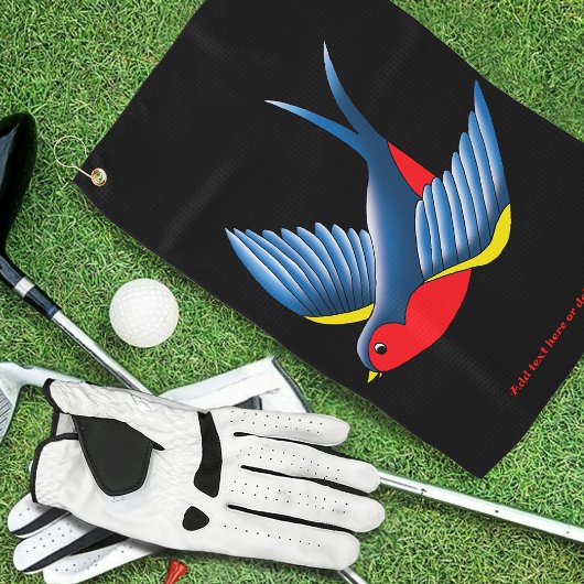 Swallow Red Blue Tattoo Golfhandtuch