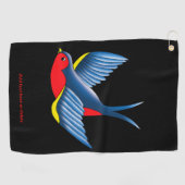 Swallow Red Blue Tattoo Golfhandtuch (Horizontal)