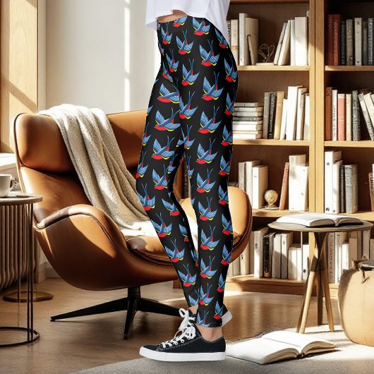 Swallow Red Blue Tattoo Leggings