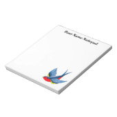 Swallow Red Blue Tattoo Notizblock (Rotiert)