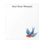 Swallow Red Blue Tattoo Notizblock (Vorderseite)