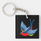 Swallow Red Blue Tattoo Schlüsselanhänger (Vorderseite)