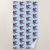 Swallow Red Blue Tattoo Strandtuch (Vorderseite)