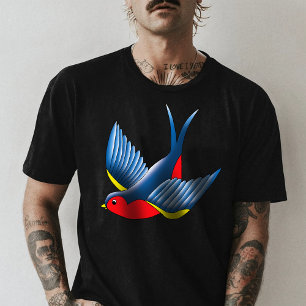 Swallow Red Blue Tattoo T-Shirt