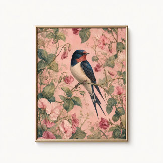 Swallow Sweet Pea Chinoiserie Poster