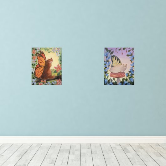 Swallowtail and Monarch Butterfly Cat Fantasy Bilderwand Sets (Holzboden)