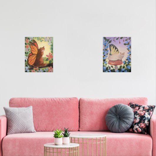 Swallowtail and Monarch Butterfly Cat Fantasy Bilderwand Sets (Wohnzimmer)