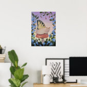Swallowtail Butterfly Cat on Mushroom Wall Art Poster (Heimbüro)