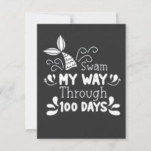 Swam My Way Thru 100 Tage der Schule Einladung