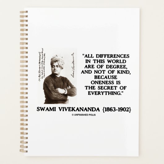 Swami Vivekananda Einheitsgeheimnis von allem Planer (Vorderseite)