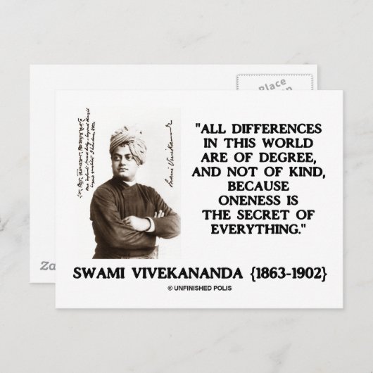 Swami Vivekananda Einheitsgeheimnis von allem Postkarte (Vorne/Hinten)