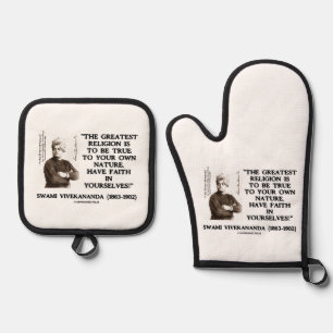 Swami Vivekananda Größte Religion Wahre Treue Ofenhandschuh & Topflappen-Set