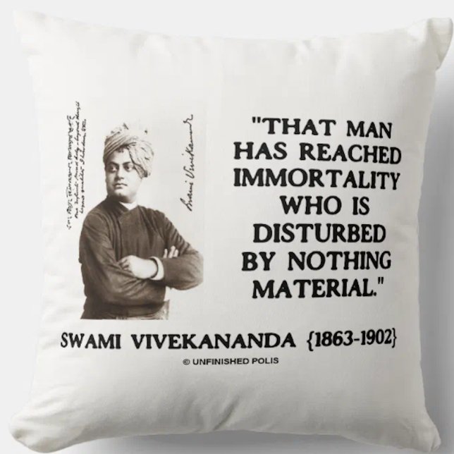 Swami Vivekananda Man erreichte Unsterblichkeit Kissen (Throw pillow featuring timeless Swami Vivekananda quote for anyone who strives for immortality)