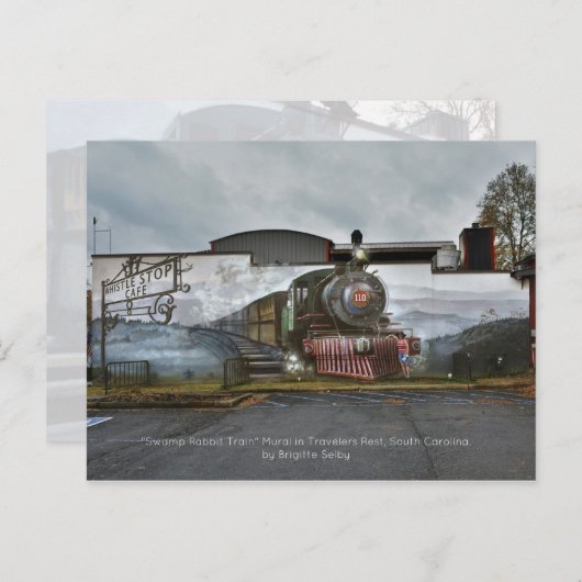 Swamp Rabbit Zug im Whistle Stopp Café Postkarte (Vorne/Hinten)