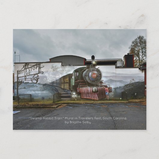 Swamp Rabbit Zug Wandgemälde im Whistle Stopp Café Postkarte (Vorderseite)