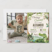 Swamp Reptile 1. Geburtstag Party Foto Einladung (Vorderseite)