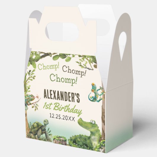 Swamp Reptile 1. Geburtstag Party Geschenkschachtel (Geöffnet)