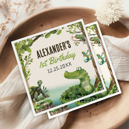 Swamp Reptile 1. Geburtstag Party Serviette