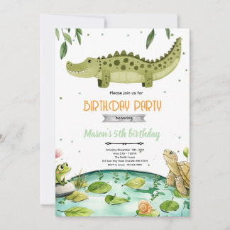 Swamp reptiles birthday party invitation einladung