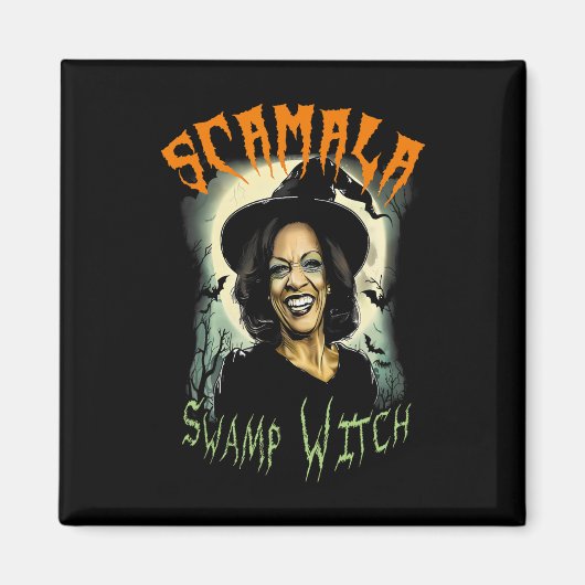 Swamp Witch Funny Anti Kamala Harris 2024 Hallowee Magnet (Vorne)