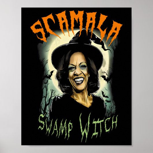 Swamp Witch Funny Anti Kamala Harris 2024 Hallowee Poster (Vorne)