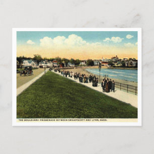Swampscott, Lynn MA, Promenade c1920s Vintag Postkarte
