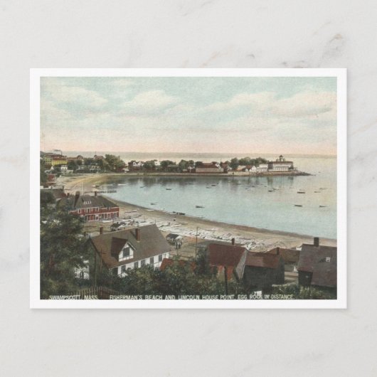 Swampscott MA Fisherman's Beach, Egg Rock Vintag Postkarte (Vorderseite)