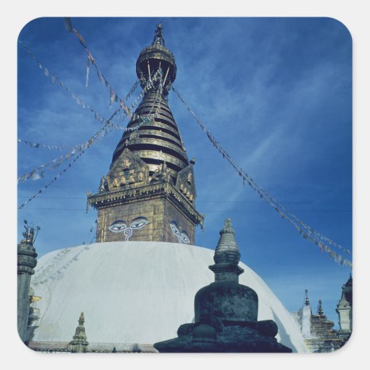Swamyambunath Stupa Quadratischer Aufkleber (Vorderseite)