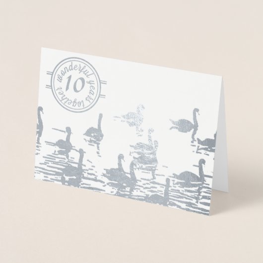 Swan 10. Zinn Hochzeitskarte Folienkarte (Vorderseite)