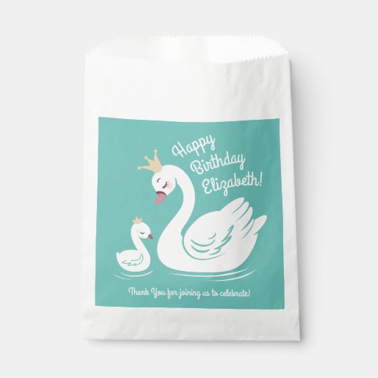 Swan 1. Geburtstag Party Babydusche Geschenktütchen (Vorderseite)